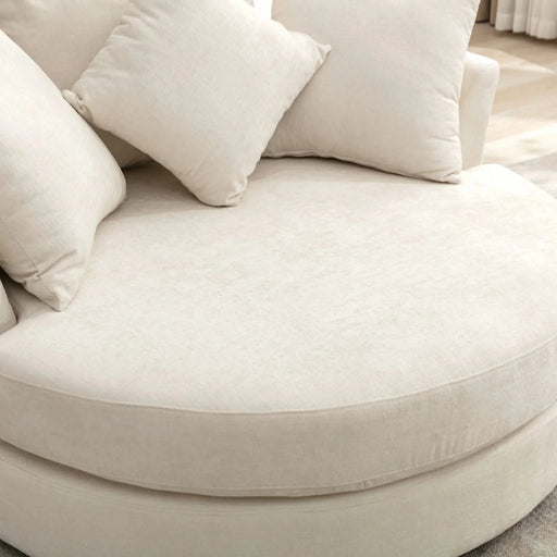 Orisfur 360° Swivel Accent Barrel Chair with Storage Ottoman and 4 Pillows, Modern Chenille Leisure Chair, Cream Default -DTYStore