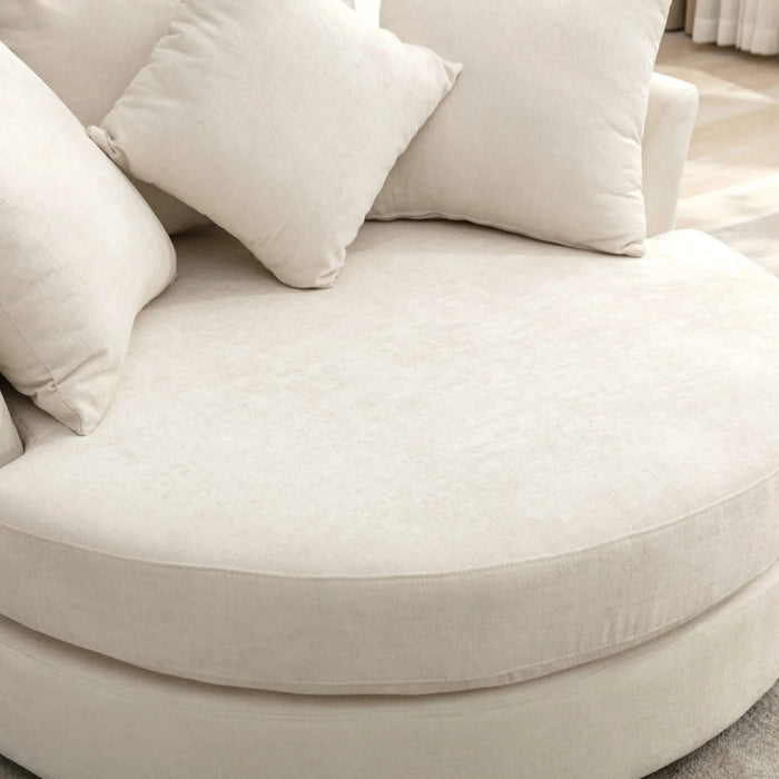 Orisfur 360° Swivel Accent Barrel Chair with Storage Ottoman and 4 Pillows, Modern Chenille Leisure Chair, Cream Default -DTYStore