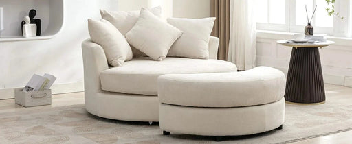 Orisfur 360° Swivel Accent Barrel Chair with Storage Ottoman and 4 Pillows, Modern Chenille Leisure Chair, Cream Default -DTYStore