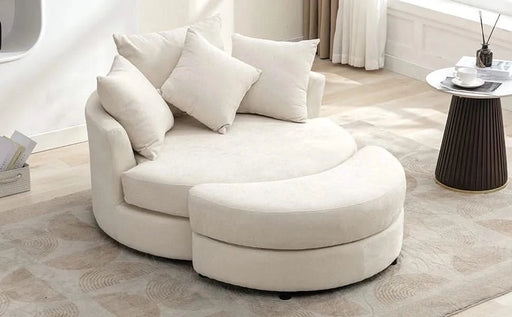 Orisfur 360° Swivel Accent Barrel Chair with Storage Ottoman and 4 Pillows, Modern Chenille Leisure Chair, Cream Default -DTYStore