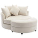 Orisfur 360° Swivel Accent Barrel Chair with Storage Ottoman and 4 Pillows, Modern Chenille Leisure Chair, Cream Default -DTYStore