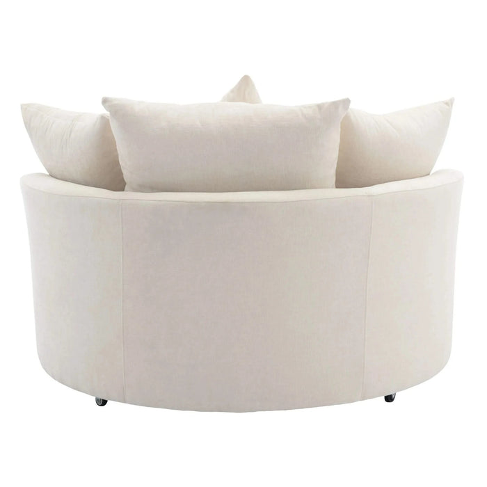 Orisfur 360° Swivel Accent Barrel Chair with Storage Ottoman and 4 Pillows, Modern Chenille Leisure Chair, Cream Default -DTYStore