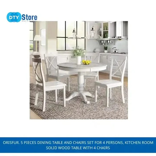 Orisfur. 5 Pieces Dining Table and Chairs Set for 4 Persons, Kitchen Room Solid Wood Table with 4 Chairs Default -DTYStore