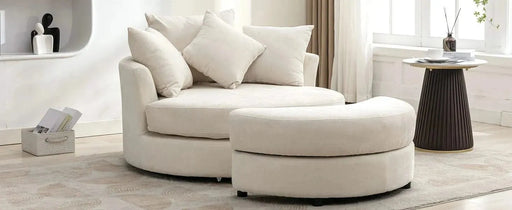 Orisfur Modern Chenille 360° Swivel Accent Barrel Chair with Storage Ottoman & 4 Pillows-DTYStore