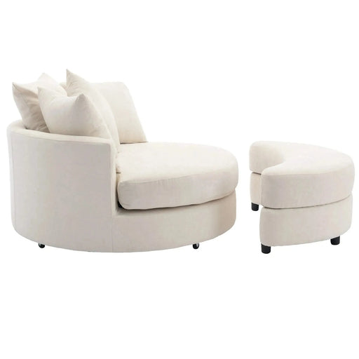 Orisfur Modern Chenille 360° Swivel Accent Barrel Chair with Storage Ottoman & 4 Pillows-DTYStore