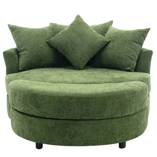 Orisfur Modern Chenille 360° Swivel Accent Barrel Chair with Storage Ottoman & 4 Pillows-DTYStore