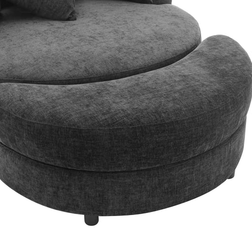 Orisfur Modern Chenille 360° Swivel Accent Barrel Chair with Storage Ottoman & 4 Pillows-DTYStore