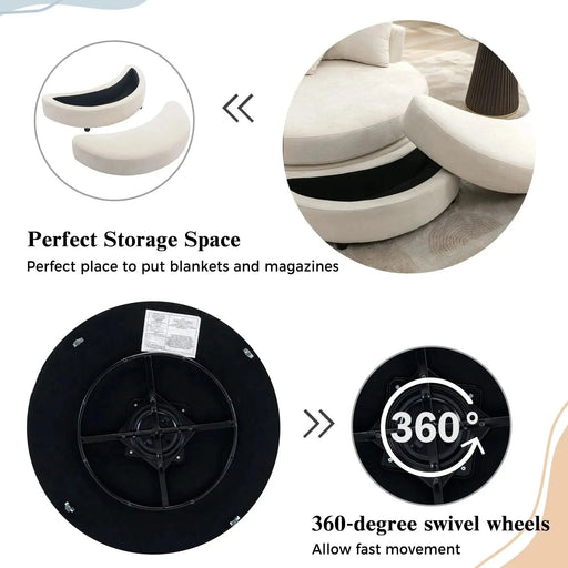 Orisfur Modern Chenille 360° Swivel Accent Barrel Chair with Storage Ottoman & 4 Pillows-DTYStore