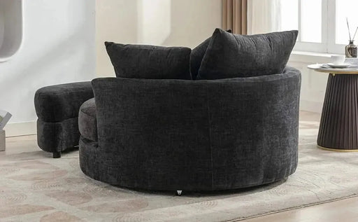 Orisfur Modern Chenille 360° Swivel Accent Barrel Chair with Storage Ottoman & 4 Pillows-DTYStore