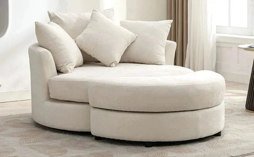 Orisfur Modern Chenille 360° Swivel Accent Barrel Chair with Storage Ottoman & 4 Pillows-DTYStore