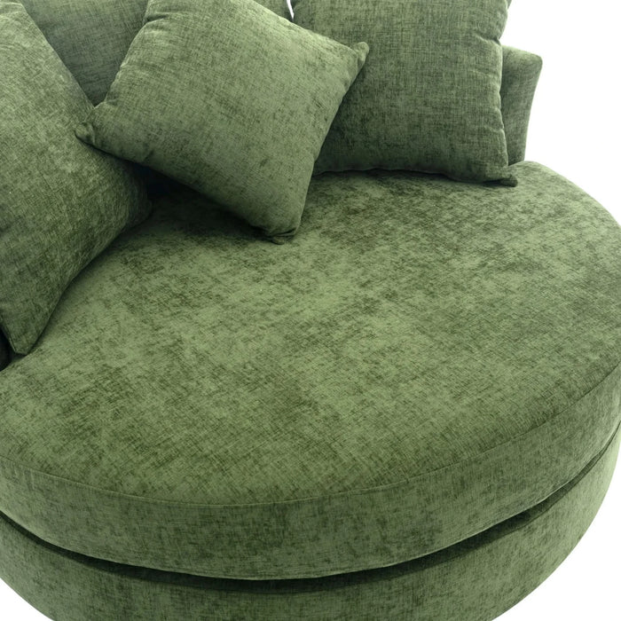 Orisfur Modern Chenille 360° Swivel Accent Barrel Chair with Storage Ottoman & 4 Pillows, Green Default -DTYStore