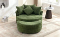 Orisfur Modern Chenille 360° Swivel Accent Barrel Chair with Storage Ottoman & 4 Pillows, Green Default -DTYStore