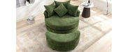 Orisfur Modern Chenille 360° Swivel Accent Barrel Chair with Storage Ottoman & 4 Pillows, Green Default -DTYStore