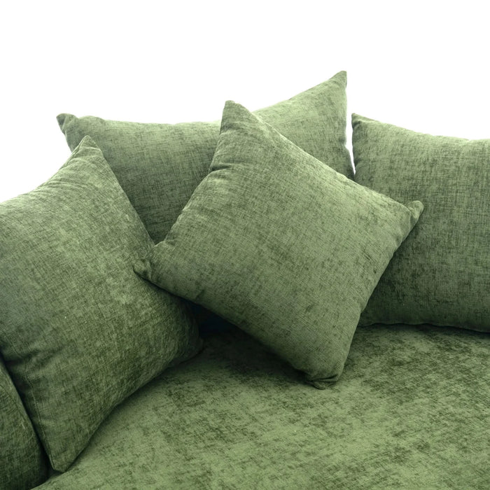 Orisfur Modern Chenille 360° Swivel Accent Barrel Chair with Storage Ottoman & 4 Pillows, Green Default -DTYStore