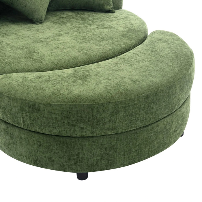 Orisfur Modern Chenille 360° Swivel Accent Barrel Chair with Storage Ottoman & 4 Pillows, Green Default -DTYStore