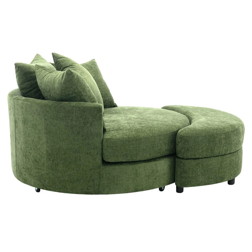 Orisfur Modern Chenille 360° Swivel Accent Barrel Chair with Storage Ottoman & 4 Pillows, Green Default -DTYStore