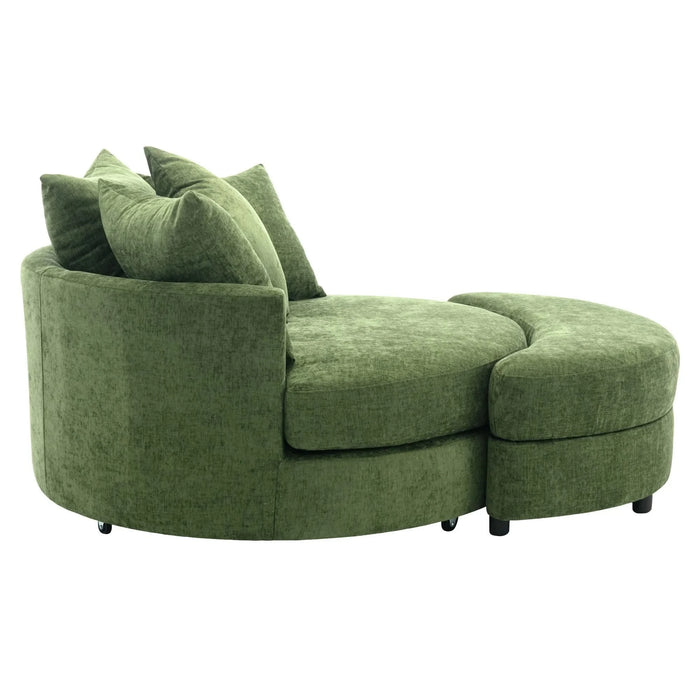 Orisfur Modern Chenille 360° Swivel Accent Barrel Chair with Storage Ottoman & 4 Pillows, Green Default -DTYStore