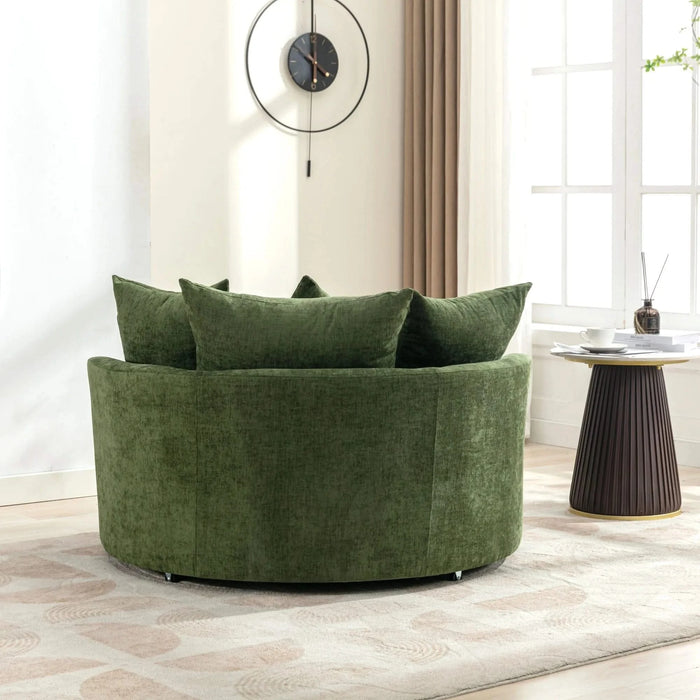 Orisfur Modern Chenille 360° Swivel Accent Barrel Chair with Storage Ottoman & 4 Pillows, Green Default -DTYStore