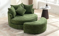Orisfur Modern Chenille 360° Swivel Accent Barrel Chair with Storage Ottoman & 4 Pillows, Green Default -DTYStore