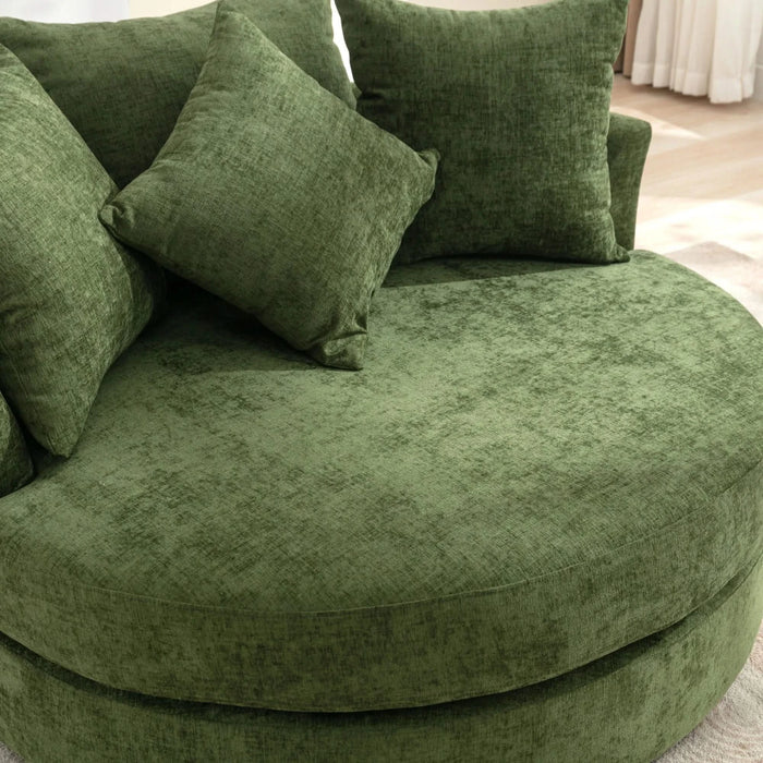 Orisfur Modern Chenille 360° Swivel Accent Barrel Chair with Storage Ottoman & 4 Pillows, Green Default -DTYStore