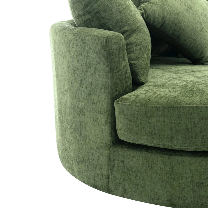Orisfur Modern Chenille 360° Swivel Accent Barrel Chair with Storage Ottoman & 4 Pillows, Green Default -DTYStore