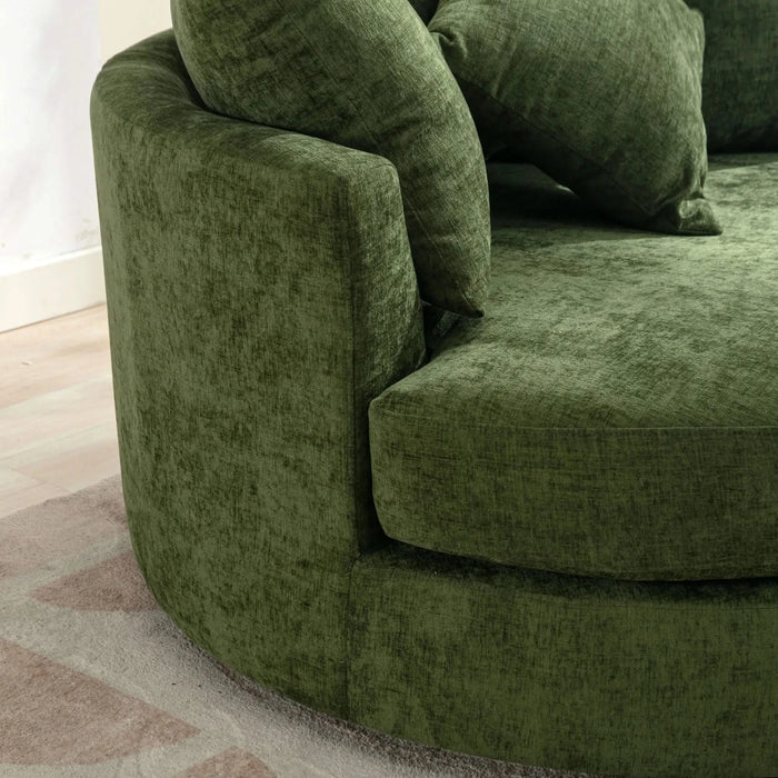 Orisfur Modern Chenille 360° Swivel Accent Barrel Chair with Storage Ottoman & 4 Pillows, Green Default -DTYStore