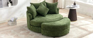 Orisfur Modern Chenille 360° Swivel Accent Barrel Chair with Storage Ottoman & 4 Pillows, Green Default -DTYStore