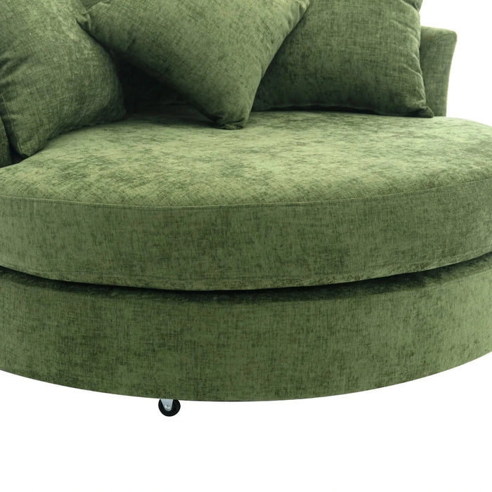Orisfur Modern Chenille 360° Swivel Accent Barrel Chair with Storage Ottoman & 4 Pillows, Green Default -DTYStore