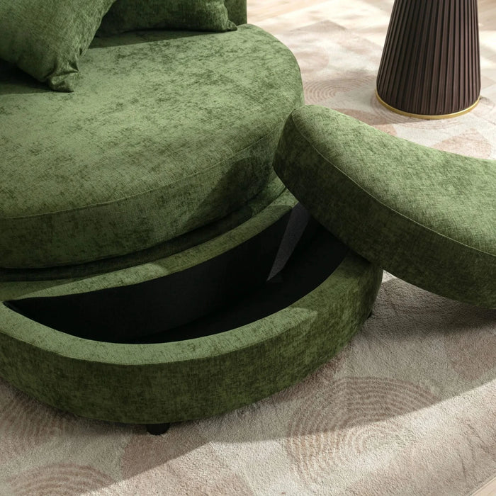 Orisfur Modern Chenille 360° Swivel Accent Barrel Chair with Storage Ottoman & 4 Pillows, Green Default -DTYStore