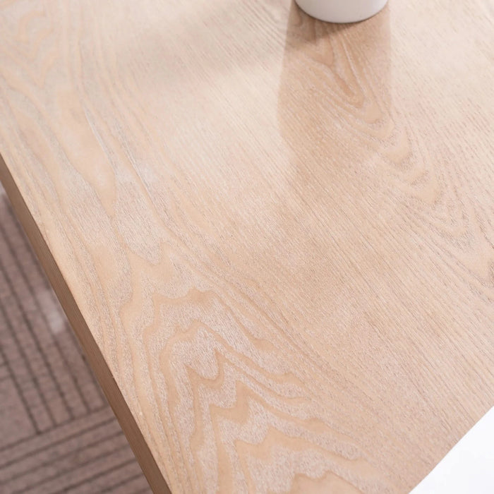 Ornate Wood Coffee Table – 47' Rectangular Farmhouse Style Table with White Carved Base and Natural Wood Top – Living Room Accent Table – Elegant Centerpiece for Modern or Traditional Decor Default -DTYStore