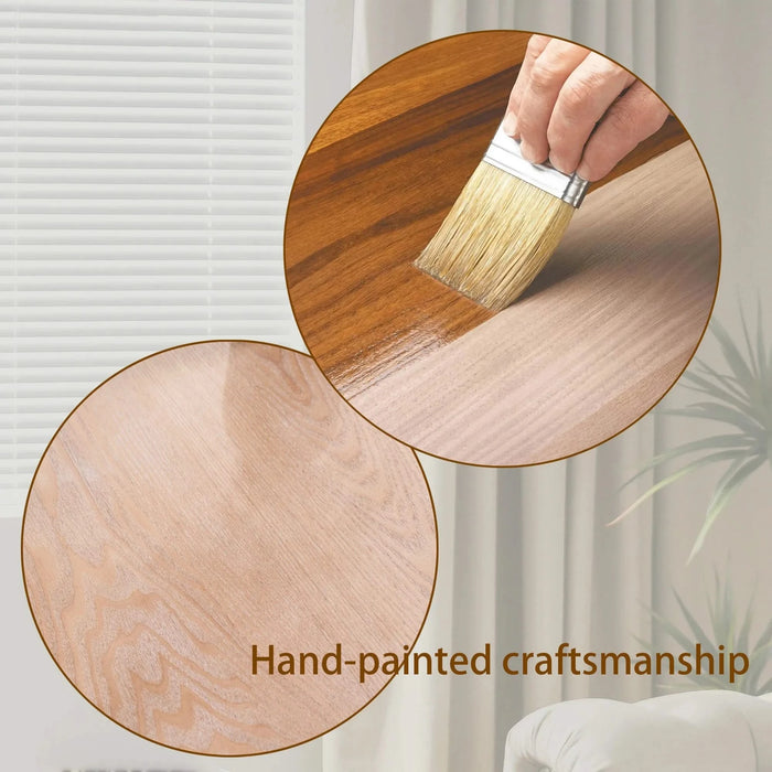 Ornate Wood Coffee Table – 47' Rectangular Farmhouse Style Table with White Carved Base and Natural Wood Top – Living Room Accent Table – Elegant Centerpiece for Modern or Traditional Decor Default -DTYStore