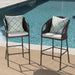 Outdoor 31' PE Rattan Barstools with Waterproof Cushions, Set of 2, Multibrown Default -DTYStore
