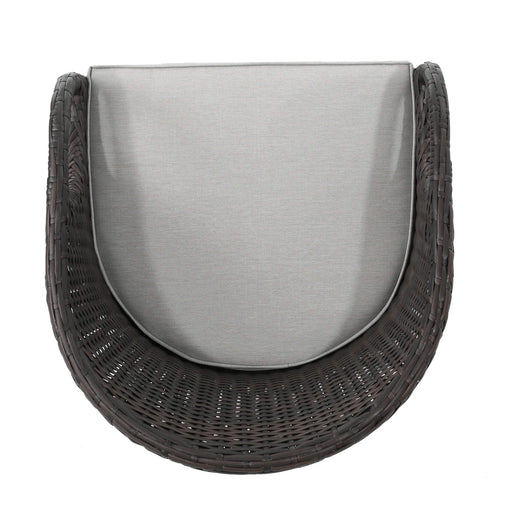 Outdoor 31' PE Rattan Barstools with Waterproof Cushions, Set of 2, Multibrown Default -DTYStore