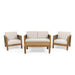 Outdoor 4 Seater Acacia Wood Chat Set with Wicker Accents and Cushions, Teak Finish + Mixed Brown + Beige Default -DTYStore