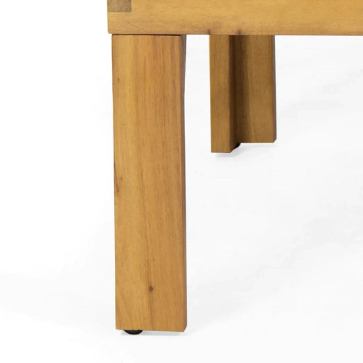 Outdoor 4 Seater Acacia Wood Chat Set with Wicker Accents and Cushions, Teak Finish + Mixed Brown + Beige Default -DTYStore