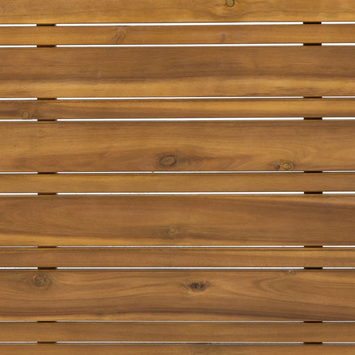 Outdoor 4 Seater Acacia Wood Chat Set with Wicker Accents and Cushions, Teak Finish + Mixed Brown + Beige Default -DTYStore