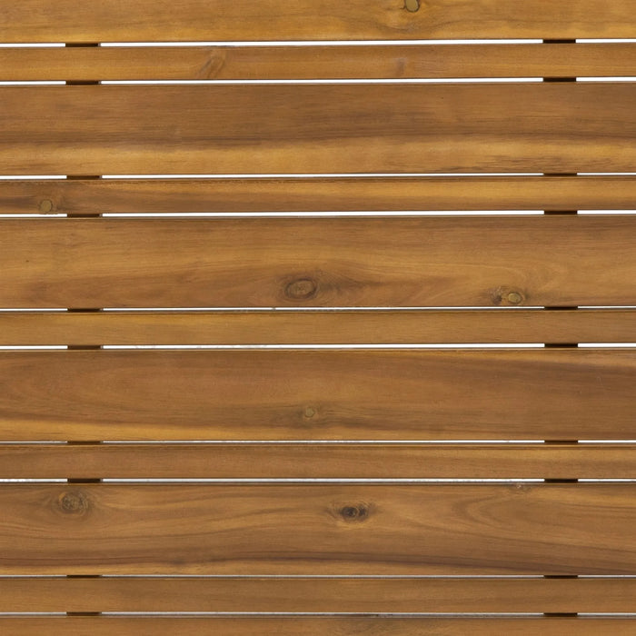 Outdoor 4 Seater Acacia Wood Chat Set with Wicker Accents and Cushions, Teak Finish + Mixed Brown + Beige Default -DTYStore