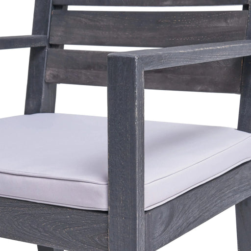 Outdoor 6-Seater Acacia Wood Dining Set with Bench,Dark Gray/Light Gray Default -DTYStore