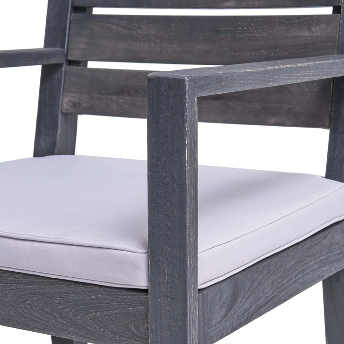 Outdoor 6-Seater Acacia Wood Dining Set with Bench,Dark Gray/Light Gray Default -DTYStore