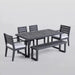 Outdoor 6-Seater Acacia Wood Dining Set with Bench,Dark Gray/Light Gray Default -DTYStore