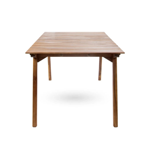 Outdoor 6 Seater Acacia Wood Dining Set with Cushions in Teak Finish and Cream Color Default -DTYStore