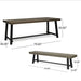 Outdoor Acacia Wood 3 Piece Picnic Dining Set, Modern Industrial Design, Gray and Rustic Metal Default -DTYStore