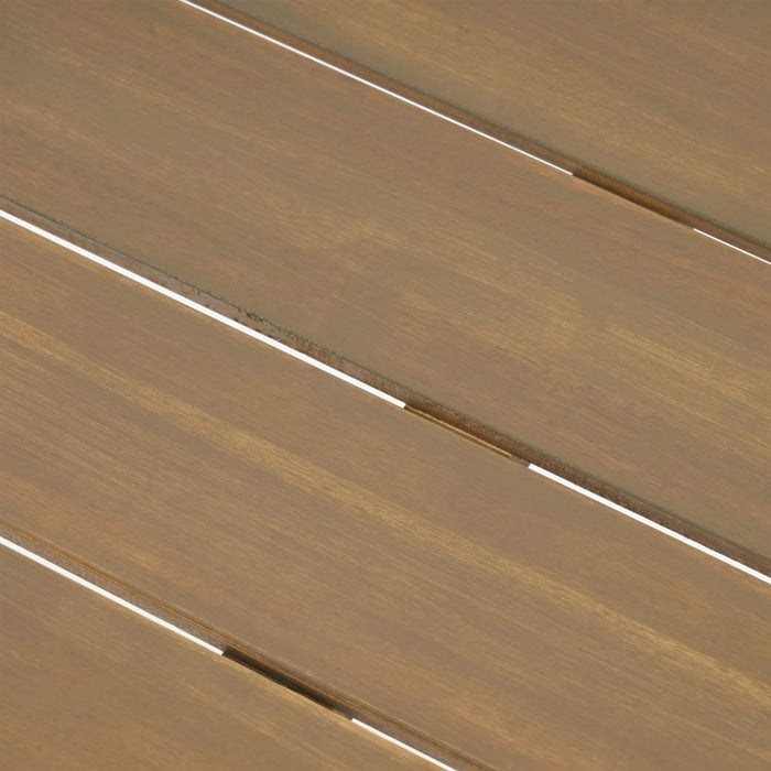 Outdoor Acacia Wood 3 Piece Picnic Dining Set, Modern Industrial Design, Gray and Rustic Metal Default -DTYStore