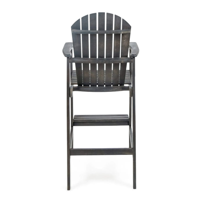 Outdoor Acacia Wood Adirondack Barstools Set of 2, Natural Stained, Dark Gray Default -DTYStore