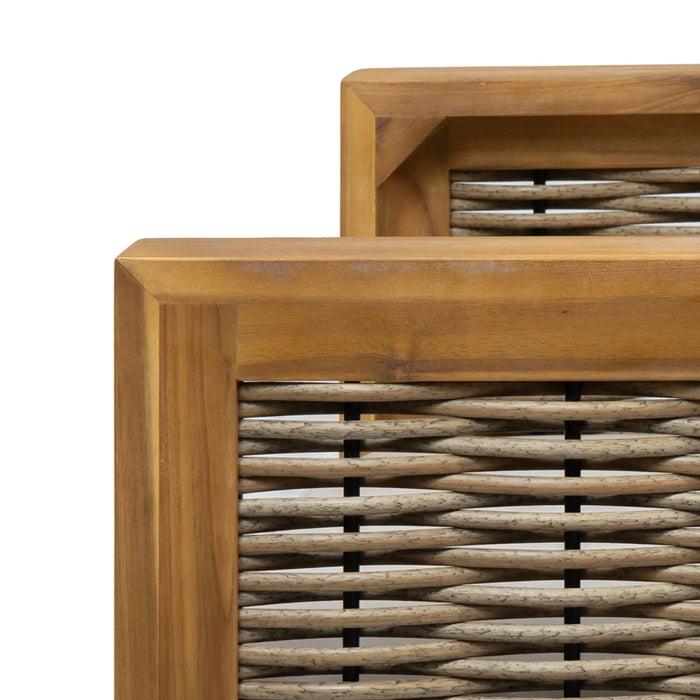 Outdoor Acacia Wood Club Chair with Wicker Accents, Teak Finish + Mixed Brown + Beige, 30.25'D x 27.5'W x 23.75'H Default -DTYStore