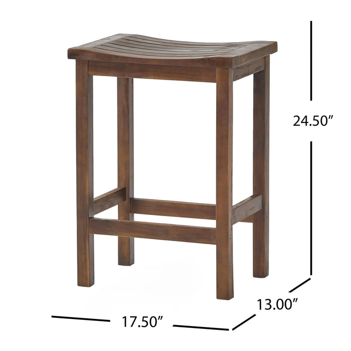Outdoor Acacia Wood Counter Height Barstool, Set of 2, Mahogany Brown Finish Default -DTYStore