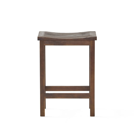 Outdoor Acacia Wood Counter Height Barstool, Set of 2, Mahogany Brown Finish Default -DTYStore