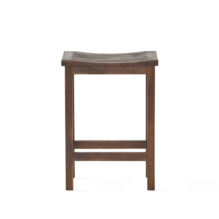 Outdoor Acacia Wood Counter Height Barstool, Set of 2, Mahogany Brown Finish Default -DTYStore