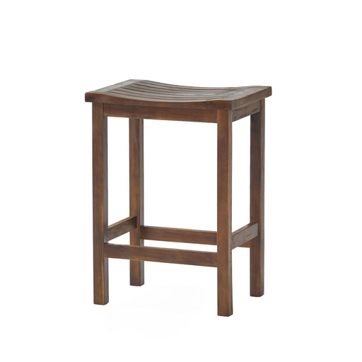 Outdoor Acacia Wood Counter Height Barstool, Set of 2, Mahogany Brown Finish Default -DTYStore