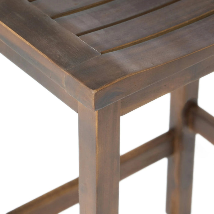 Outdoor Acacia Wood Counter Height Barstool, Set of 2, Mahogany Brown Finish Default -DTYStore